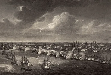 La battaglia di Copenaghen nel 1801, illustrazione da 